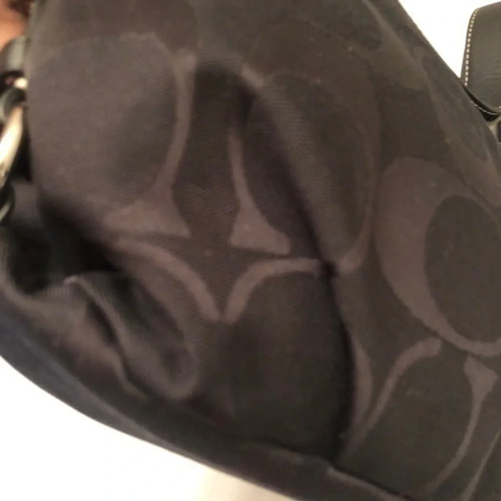 Coach vintage y2k f15068 signature jacquard black leather hobo bag